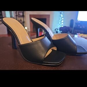 Forever 21 Square Toe Black Slide Heels